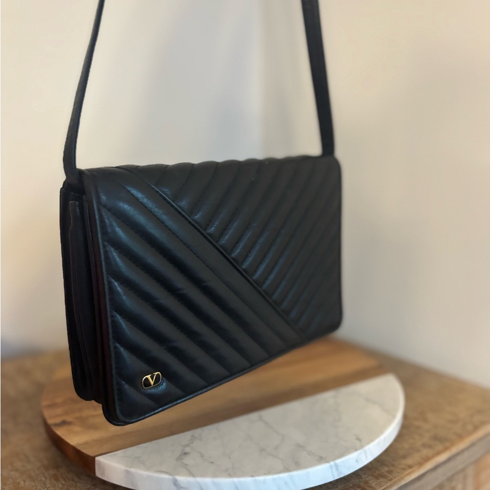 Valentino Garavani Vintage Leather Black Quilted Shoulder Bag